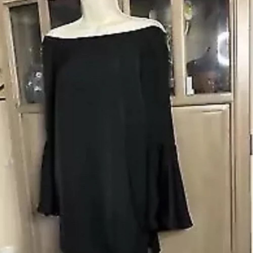 Philosophy S Bell Sleeve Blouse Tunic Black Off Shoulder Pullover Top Witch Goth - Picture 4 of 11